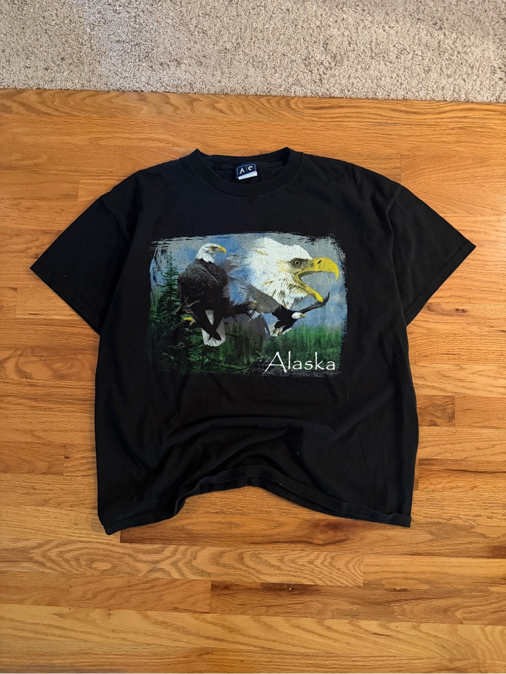 Vintage 90’s A/S sports Alaska Eagle GraphicT‑Shirt - Black